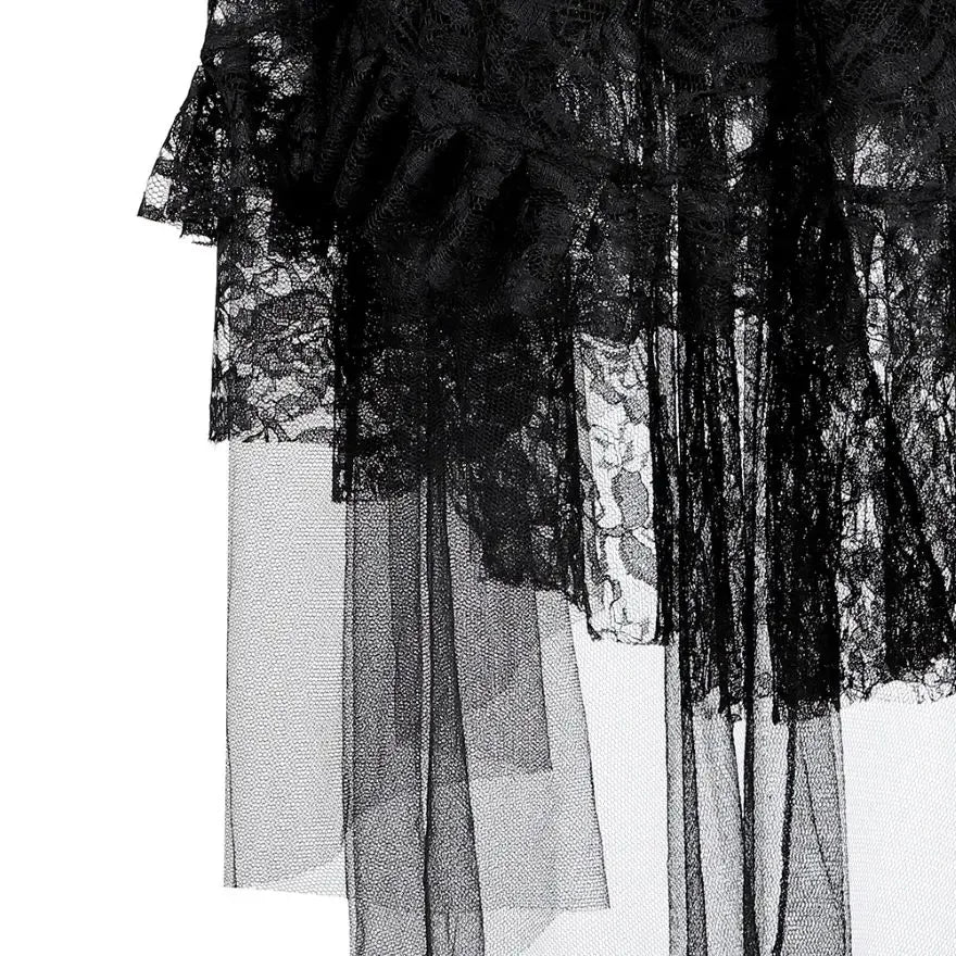 Black Sexy Gothic Lace Steampunk Victorian Burlesque Petticoat Skirt