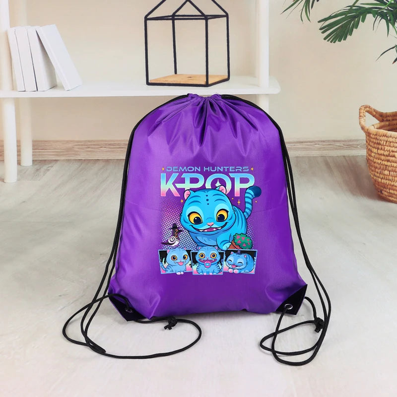 KPop Demon Hunters Kids Drawstring Bag Swimming Bag PE Kit Sports Huntrix School