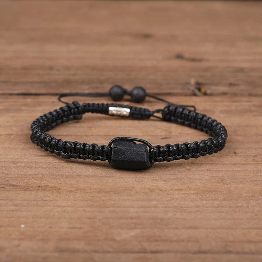Black Tourmaline Bracelet Men Handmade Braided Energy Protection Crystal Bracelet