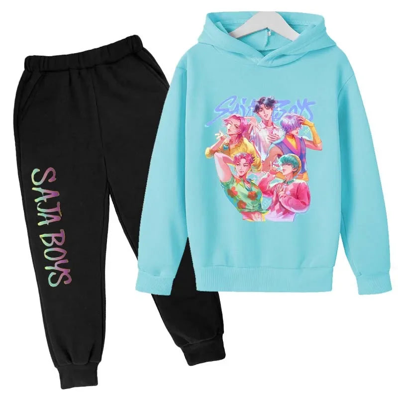 SAJA BOYS Children's Clothing KPop Demon Hunters Tracksuit Joggers Top Jumper K-Pop Merch