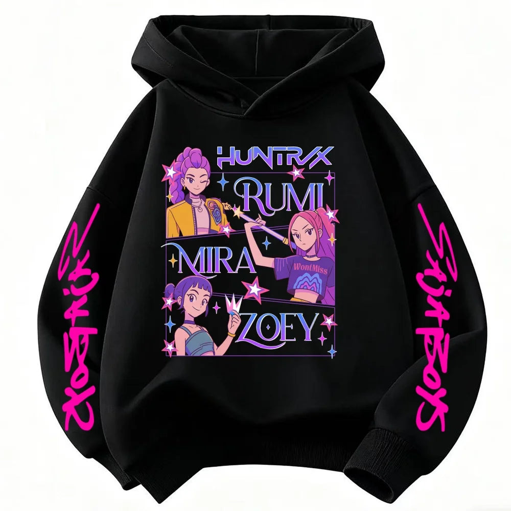 K-pop Huntrix Children's Hoodie Hooded Sweatshirt Kpop Demon Hunters Jumper Clothes