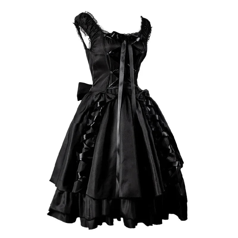 Victorian Black Gothic Lolita Costume Party Dress