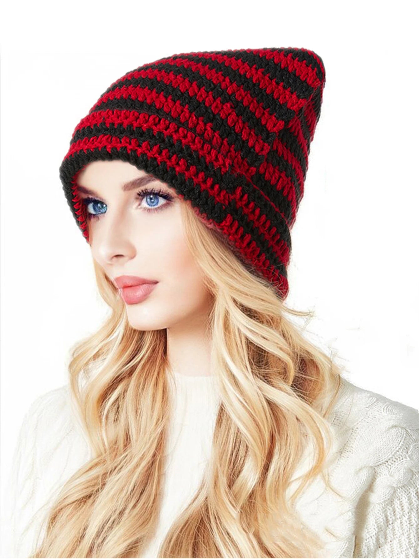Fashion Crochet Cat Ear Beanie Knitted Emo Y2K Slouch Hat