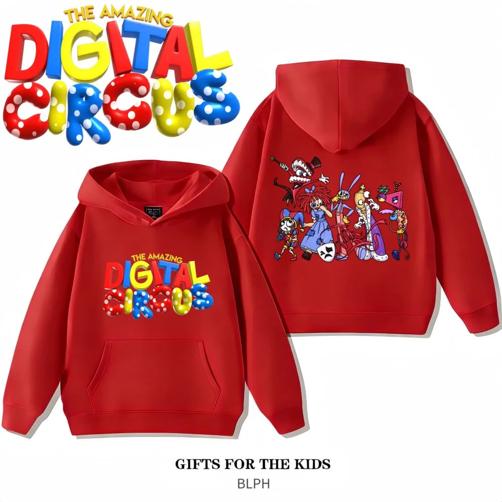 The Amazing Digital Circus Pomni Family Hoodie Kids Clothes Glitch Hooded Jumper