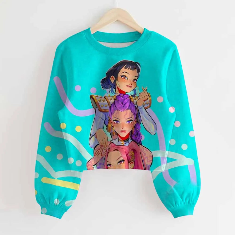 KPop Demon Hunters Huntrix Long Sleeved Top Jumper Sweater Clothes Merch Gifts Rumi Mira Zoey