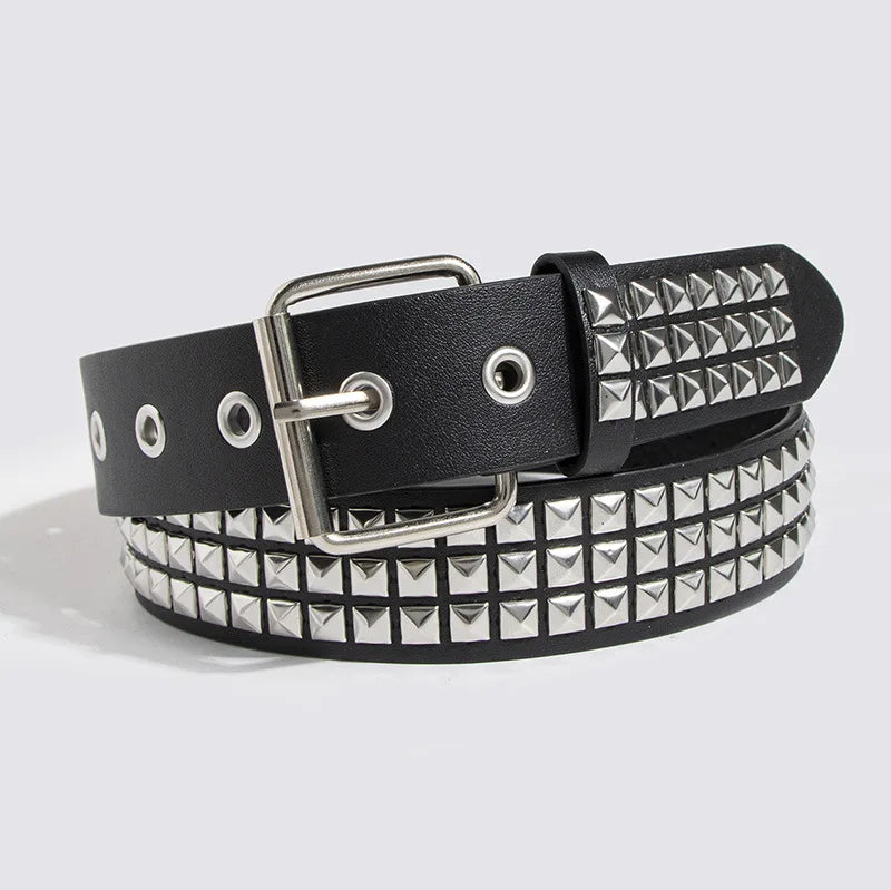 Punk Emo Belt Unisex Fashion Jeans Goth Retro Pu Leather Metal Studded Waist Belt