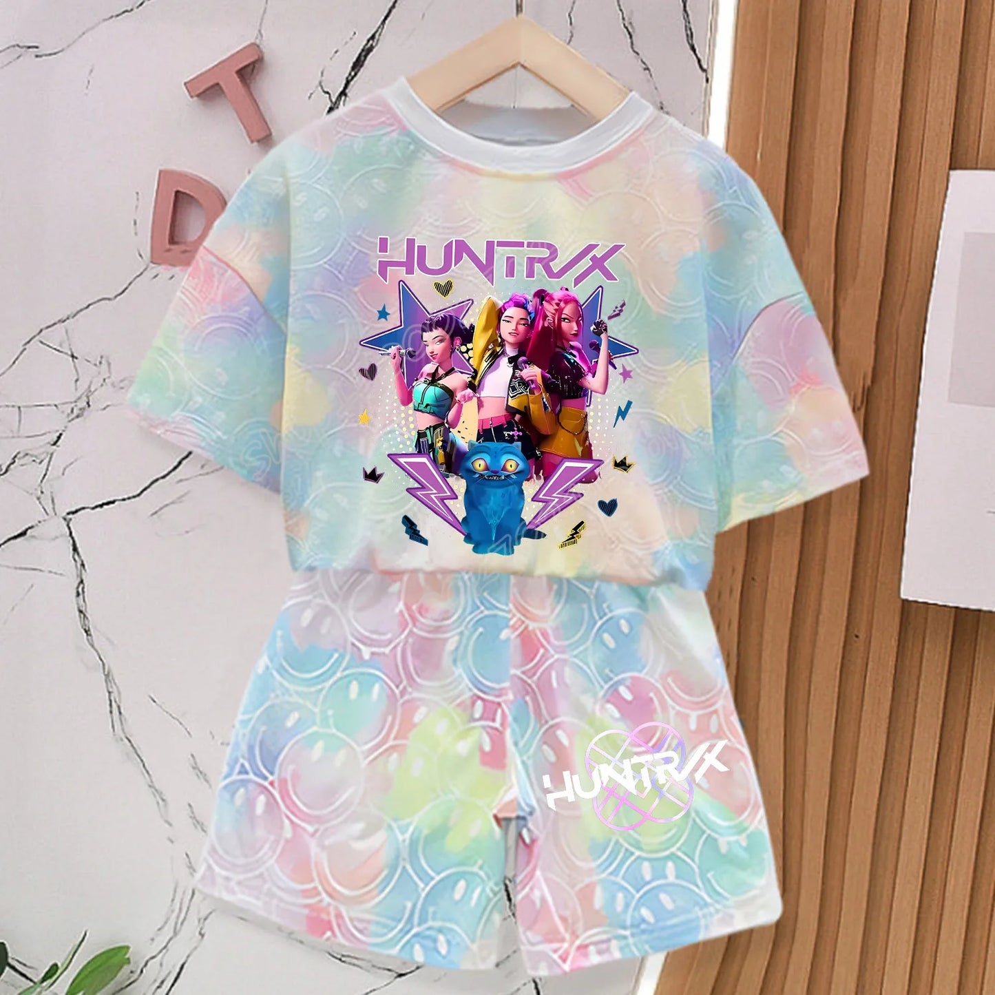 KPop Demon Hunters T-shirt Pants Shorts Set Outfit Pyjamas Huntrix Merch Clothes Gift