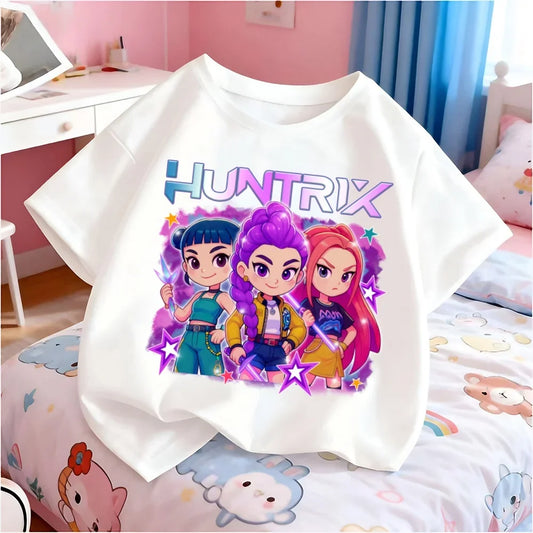 Summer Kpop Children T-shirt Huntrix Rumi Clothes K-Pop