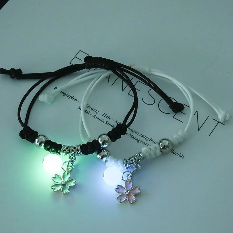 Glow in the Dark Luminous Bracelet Pair Friendship Star Pendant Charm