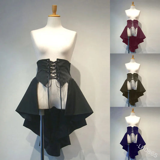 Victorian Burlesque Skirt Gothic Steampunk Corset Costume Punk Black Bustle Skirt