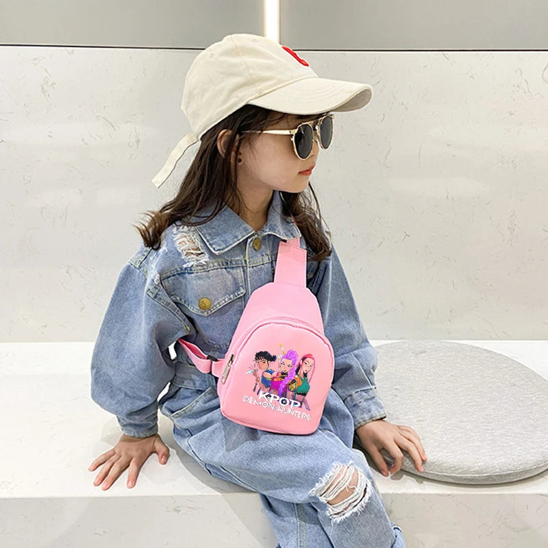 Kpop Demon Hunters Kawaii Chest Pack Rumi Huntrix Backpack Kids Shoulder Bag Pouch