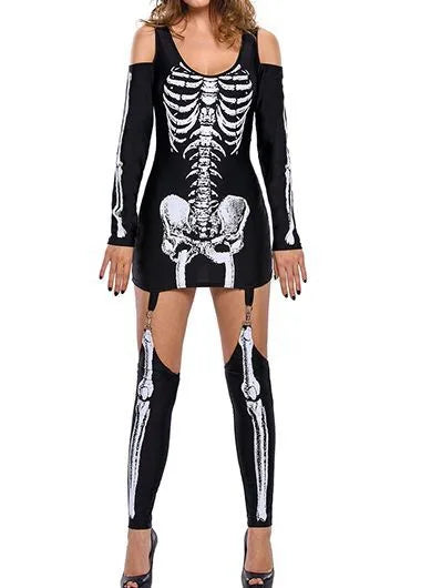 Sexy Skeleton Clubwear Halloween Fancy Dress Costume