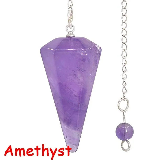 Natural Stone Quartz Agates Pendant Reiki Healing Cone Amethyst Charm Pendulum Pendants For Divination Dowsing Crystals