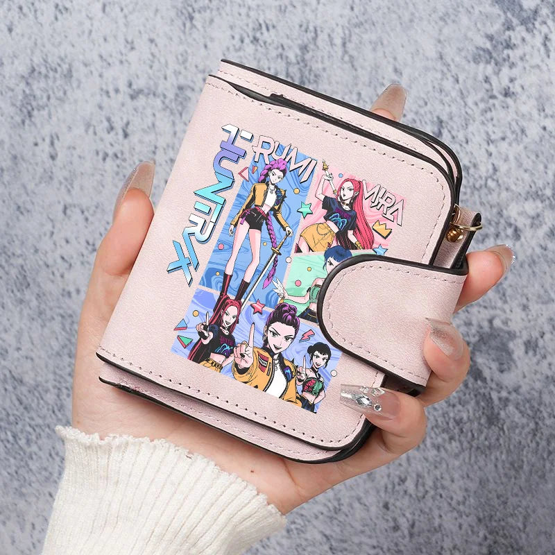 KPop Demon Hunters Leather PU Wallet Card Holder Purse Huntrix Saja Boys Rumi Merch Gifts