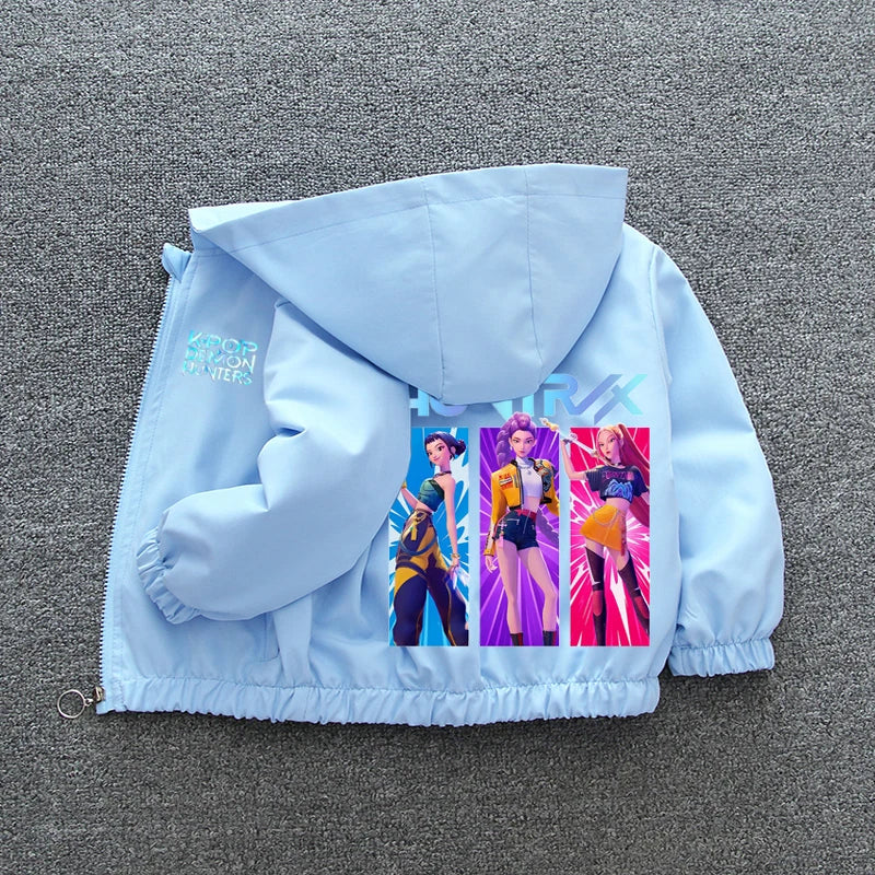 Kpop Demon Hunters Rumi Mira Zoey Clothes Girls Summer Raincoat Jacket Mac Waterproof