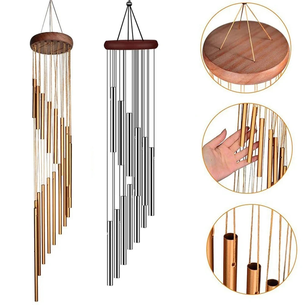 12 Tubes Aluminium Silver Gold Garden Wind Chimes