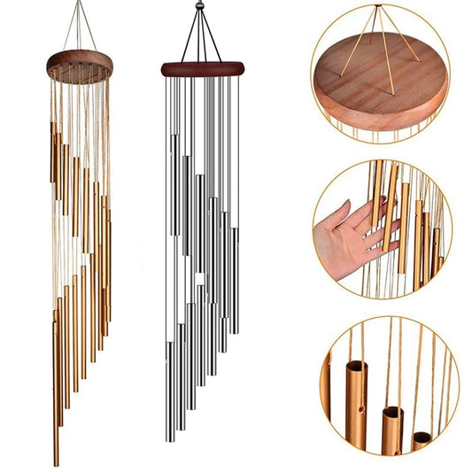 12 Tubes Aluminium Silver Gold Garden Wind Chimes