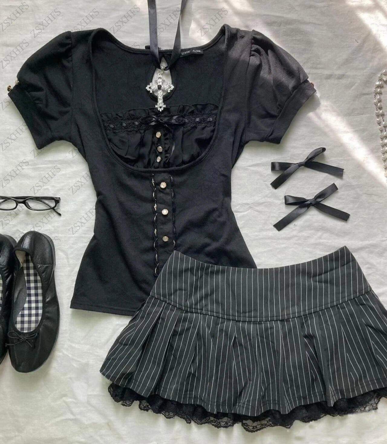 Punk Gothic Cute Striped Pinstripe Emo Mini Hipster Skirt