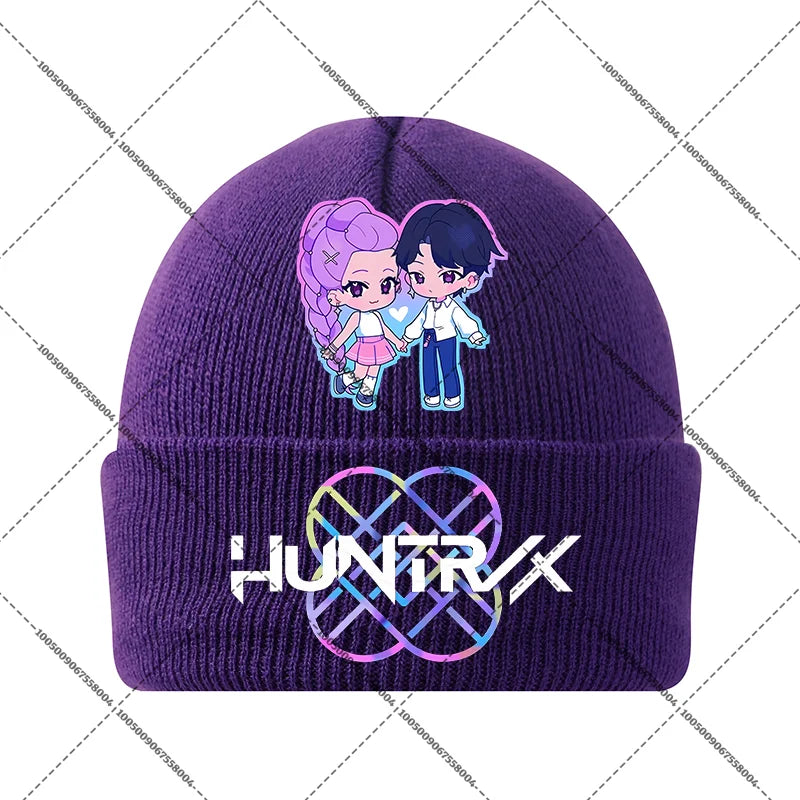 KPop Demon Hunters Huntrix Knit Cap Winter Beanie Knitted Hat Rumi Mira Zoey Merch Gifts