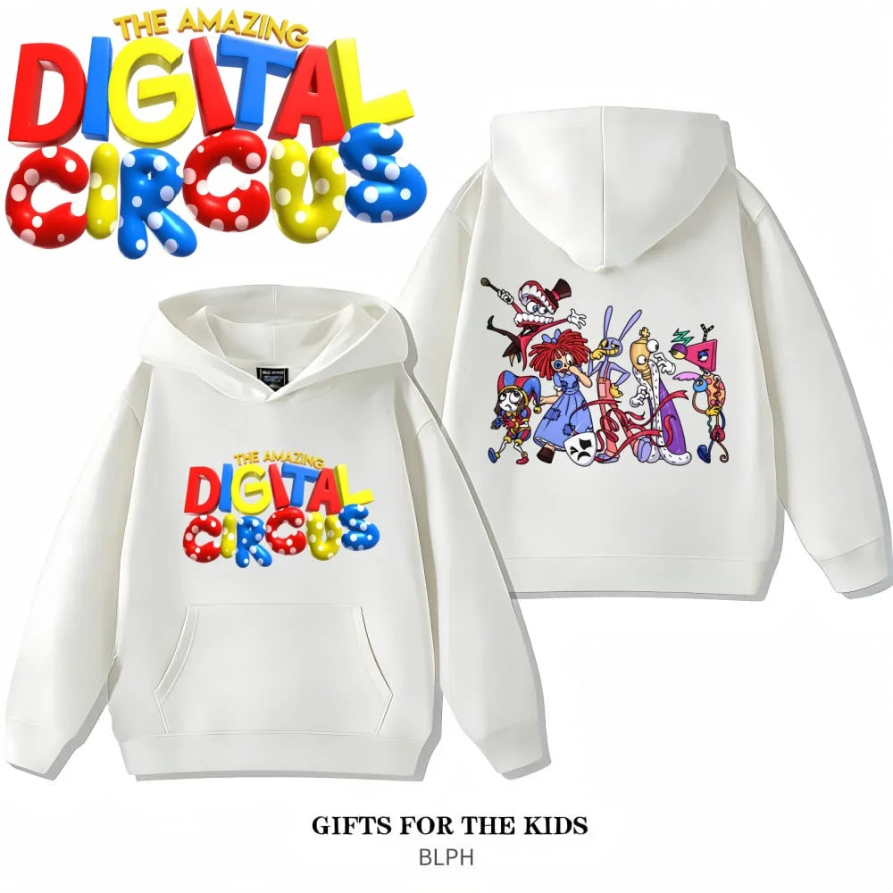 The Amazing Digital Circus Pomni Family Hoodie Kids Clothes Glitch Hooded Jumper