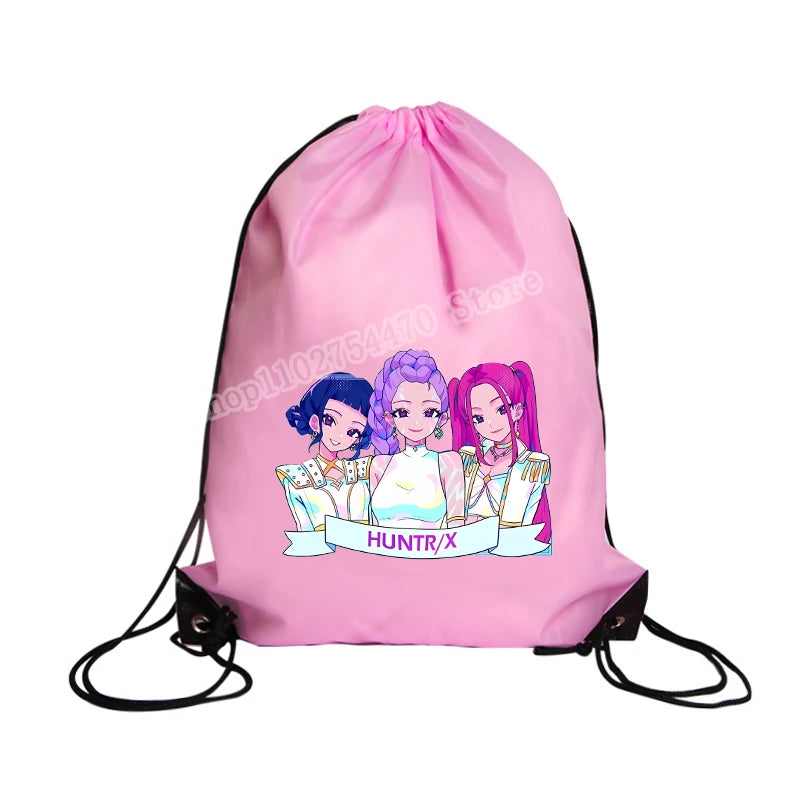 KPop Demon Hunters Merch Drawstring Swim PE Kit Sports Book Shoulder School Bag Waterproof