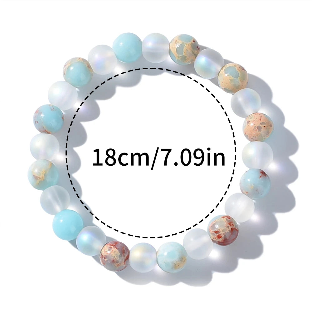 Aura Quartz Beaded Bracelet Homeopathic Crystal Jewelry Health Healing Energy