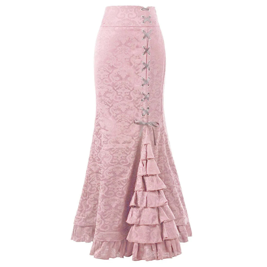 Victorian Gothic Steampunk Long Fish Tail Skirt