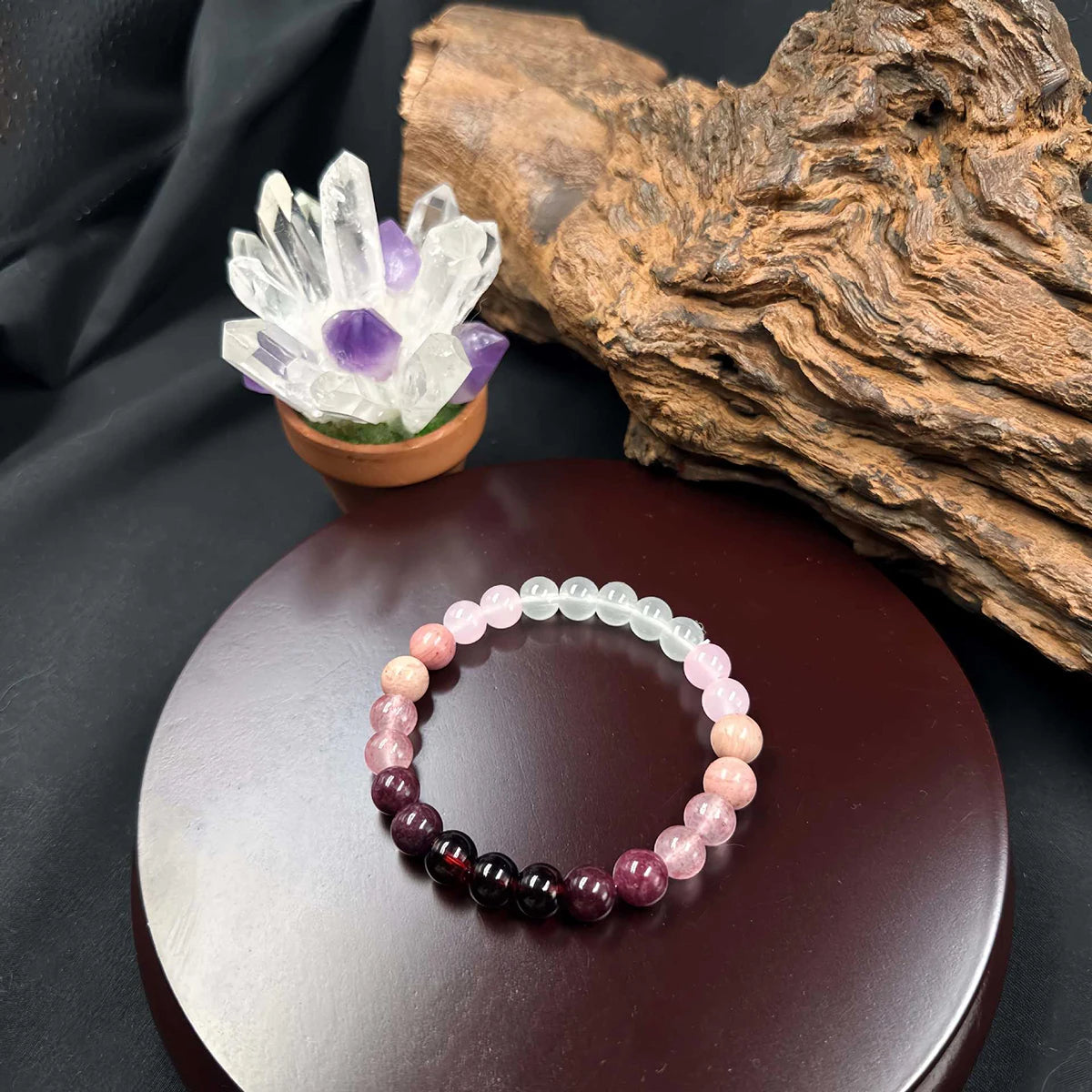 Pink Amethyst Love Spell Beaded Bracelet Love Gifts Beautiful Jewellery Real Natural Stone