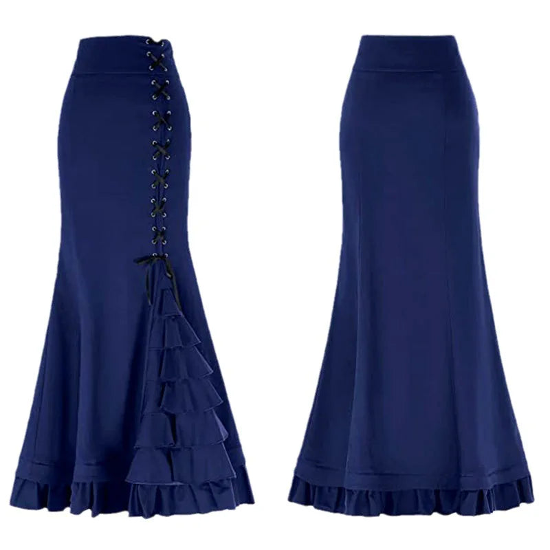 Victorian Gothic Steampunk Long Fish Tail Skirt