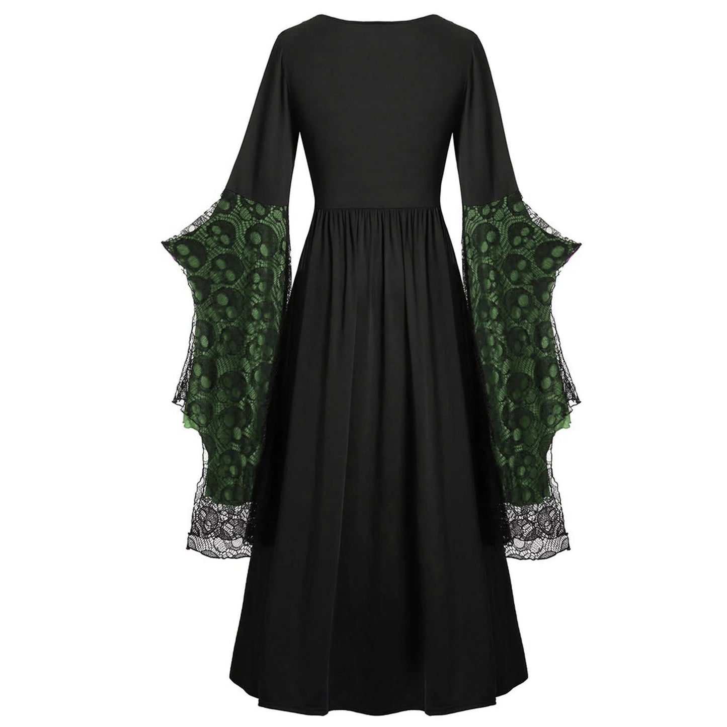 Gothic Long Black Witch Dress Halloween Fancy Dress Costume