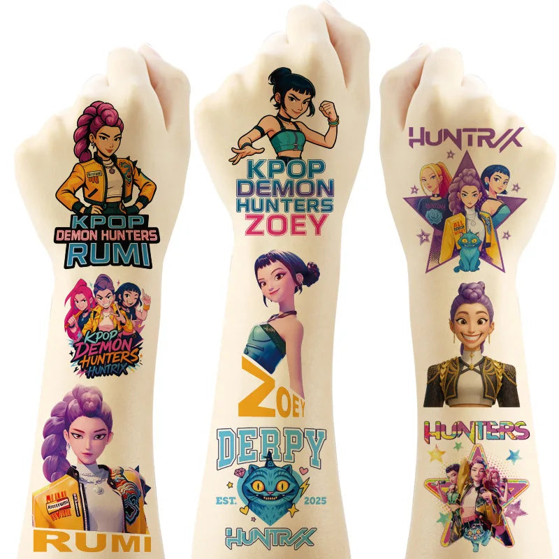 Huntrix Kpop Demon Hunters Temporary Tattoo Sticker Rumi Party Bag Gifts Merch Stocking Filler