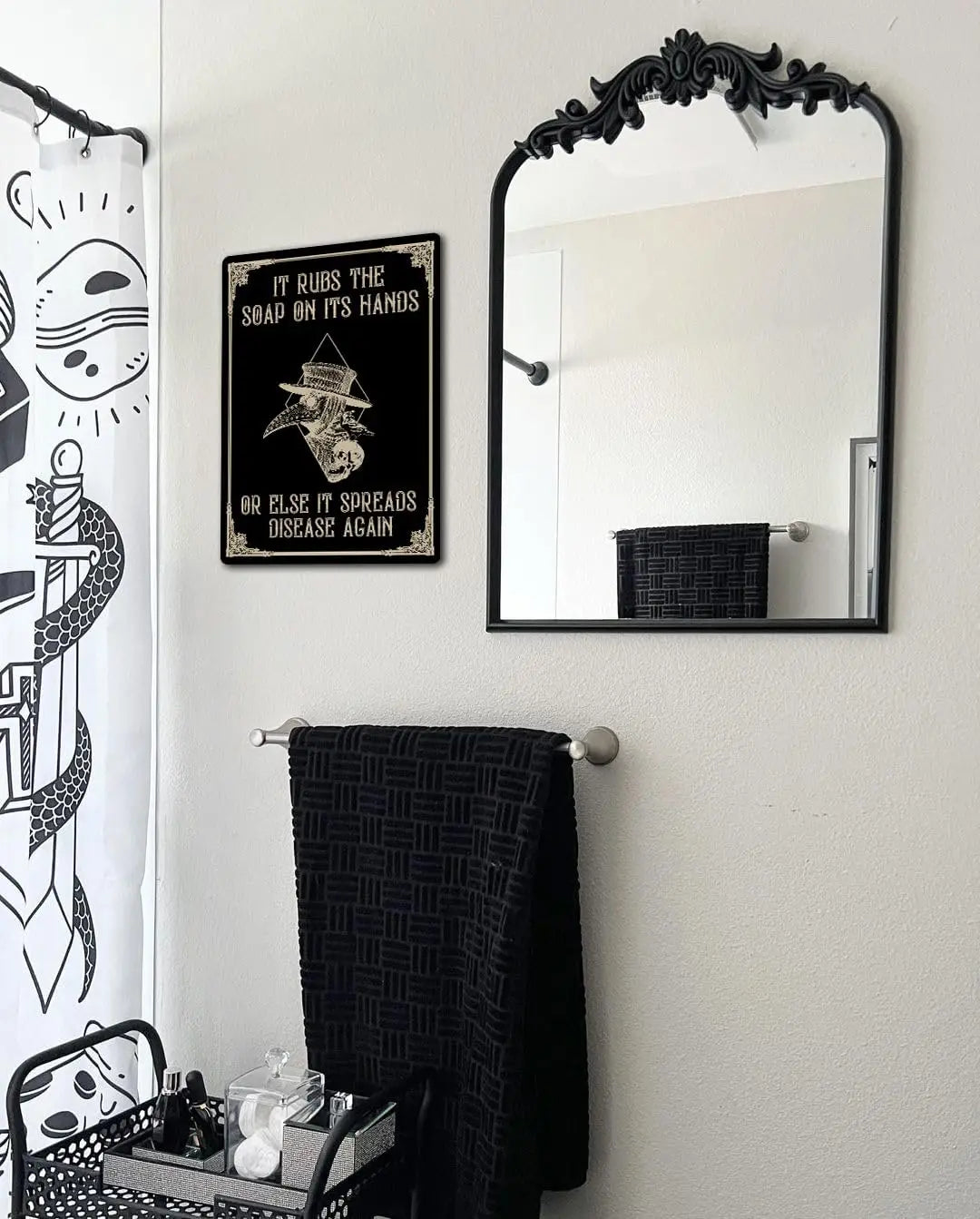 Plague Doctor Wash Your Hands Metal Tin Sign Gothic Bathroom Home Decor