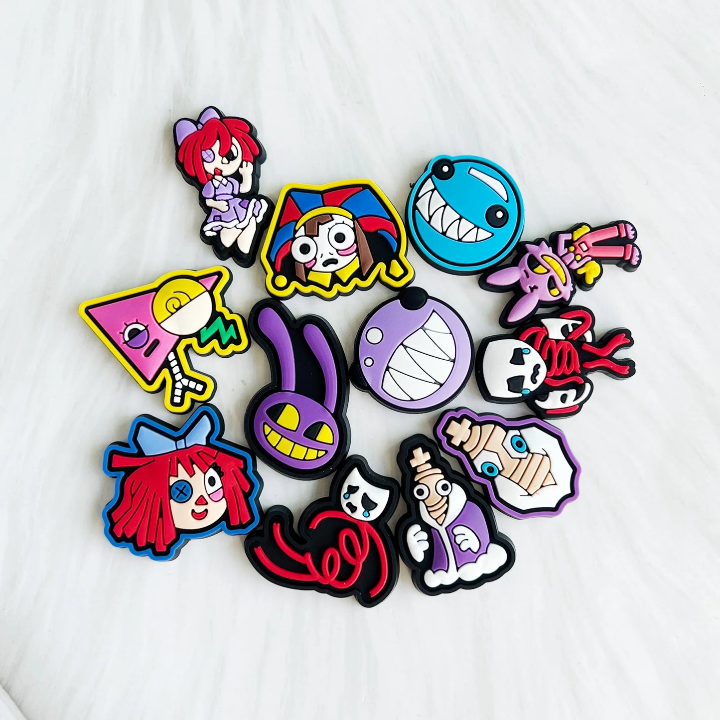 TADC 12pcs/set The Amazing Digital Circus Shoe Croc Charms Accessories for Clog Kids Gifts