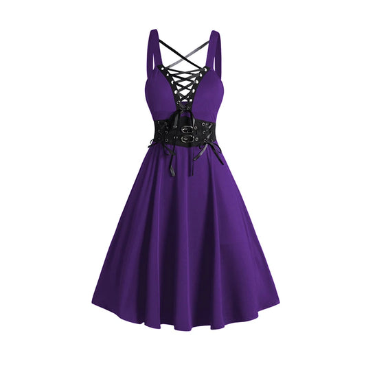 Sexy Purple Vintage Gothic Swing Dress 1950's
