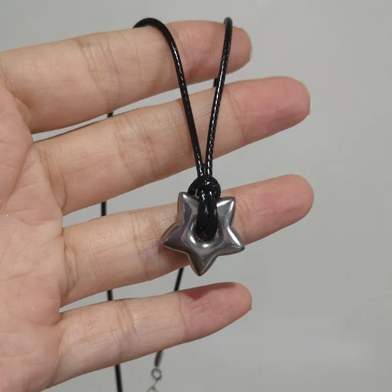 Gothic Hollow Star Pendant Necklace Pentagram Charm Choker