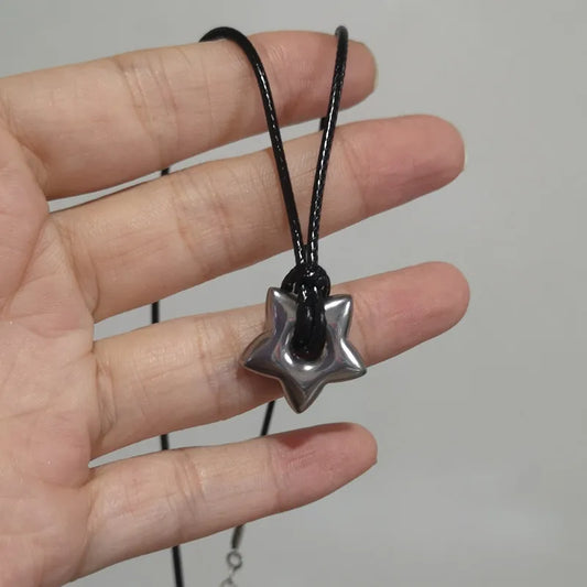 Gothic Hollow Star Pendant Necklace Pentagram Charm Choker