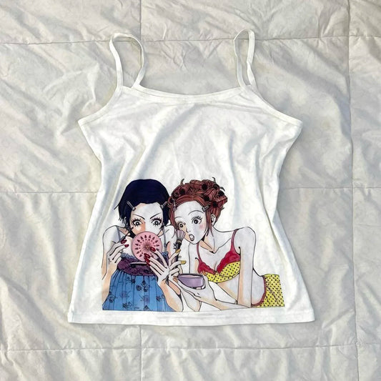 Goth Emo Girl T-Shirt 2000s Clothes Y2k Vest Top