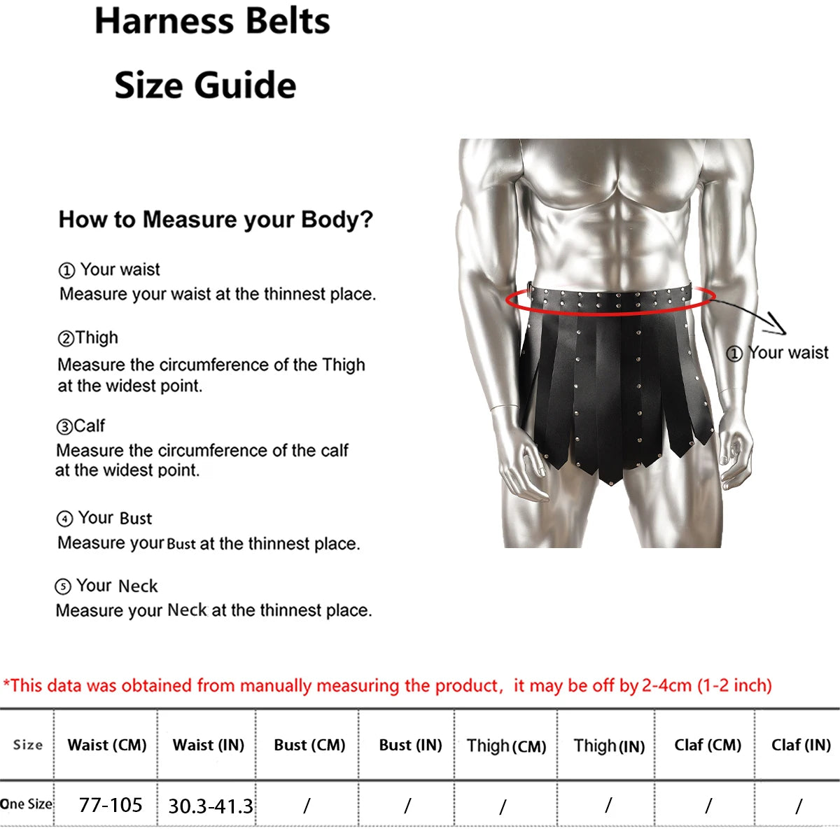 Sexy Gothic Men Gladiator Costume Harness Roman Skirt Fancy Dress
