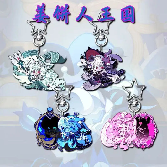 4 pcs Cookie Run Kingdom Keychain Acrylic Pendant Key Chain Keyring Shadow Milk