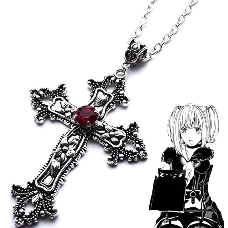 Gothic Victorian Punk Crystal Cross Pendant Necklace Gothic Chain