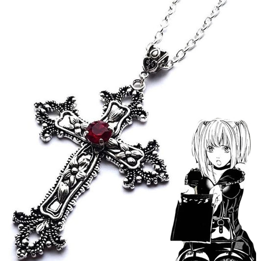 Gothic Victorian Punk Crystal Cross Pendant Necklace Gothic Chain