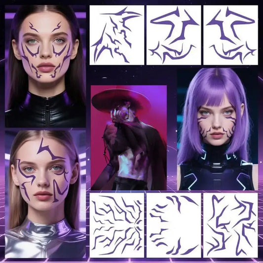 Kpop Demon Hunters Rumi Cosplay Prop Tattoo Sticker Purple Demon Patterns K-pop