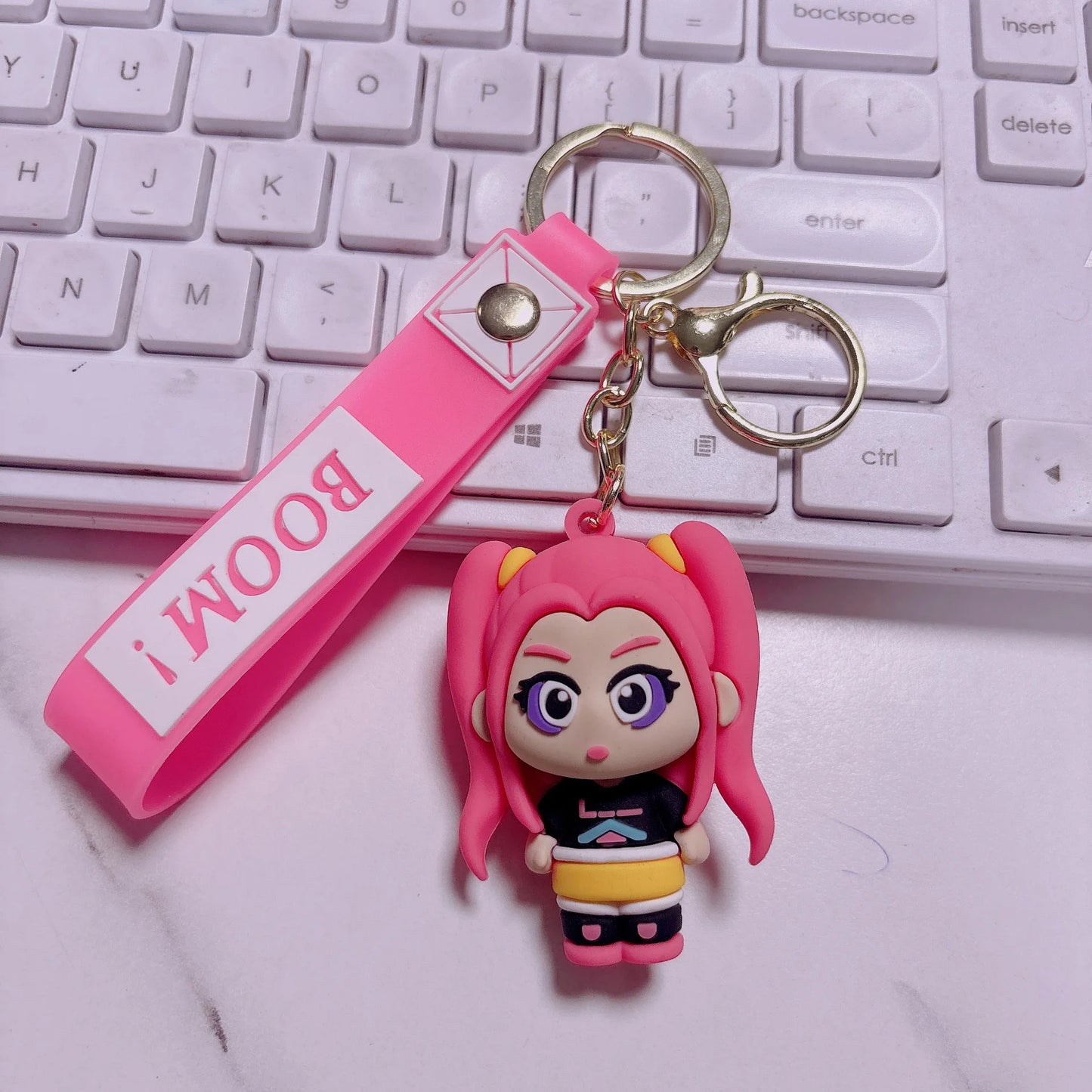 KPop Demon Hunters Keychain Merch Schoolbag Rumi Mira Zoey Cute Keyring Huntrix Derpy Tiger K-pop Pendant Gift Decoration