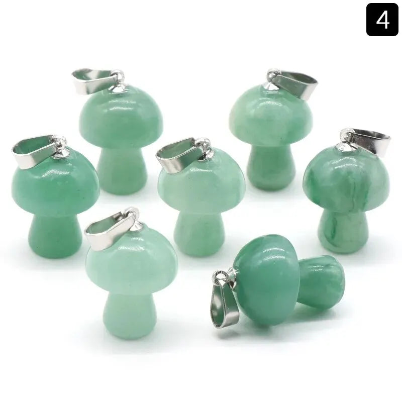 7pcs/Set 15x20mm Natural Stone Mushroom Shape Pendant Agate Quartz Opal Charms for Jewelry Making DIY Necklace Bracelet Earrings