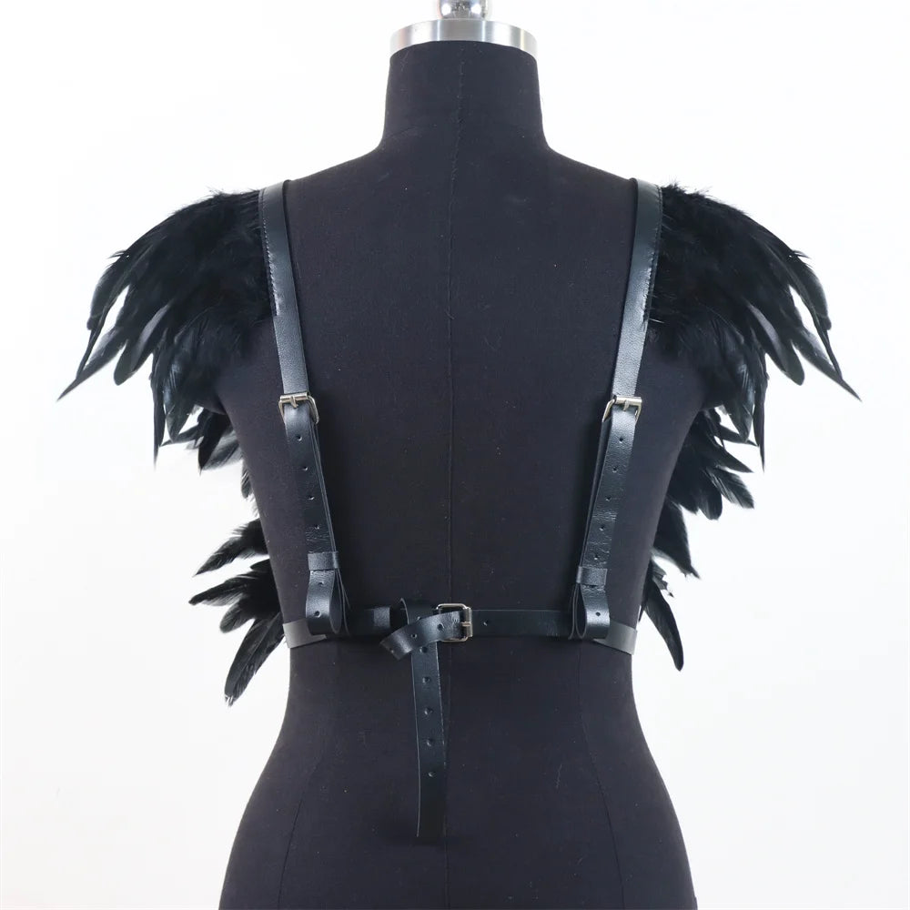 Gothic Halloween Feather Shawl Shrugs Bolero Carnival Costume