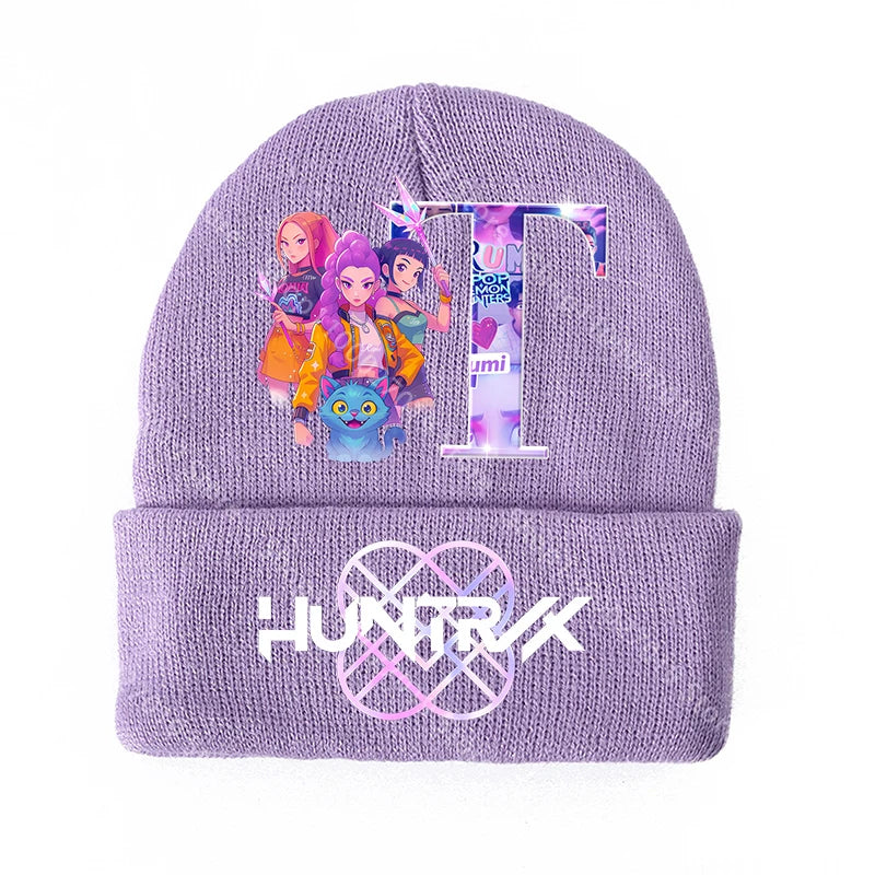 K Pop Demon Hunters Merch Gifts Girls Knitted Winter Hats Huntrix Beanie Personalised Cap Kpop Rumi Mira Zoey