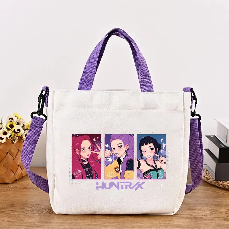 KPop Demon Hunters Crossbody Shoulder Bag Huntrix Tote Shopper Messenger Bag School Rumi K-pop