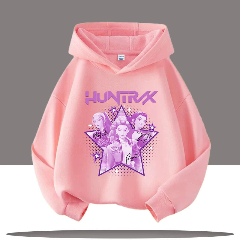 KPop Demon Hunters Huntrix Hoodies Girls Boys Rumi Hooded Sweatshirt Jumper K-pop Merch Gifts