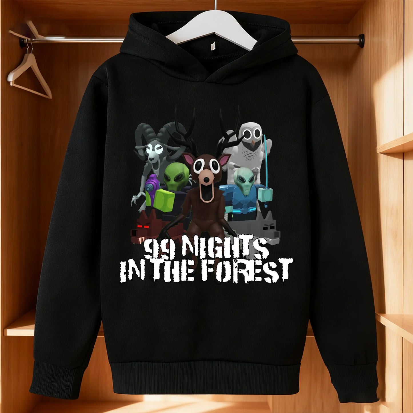 99 Nights in The Forest Fleece Hoodie Roblox Gamer Hooded Sweatshirt Clothes Gaming