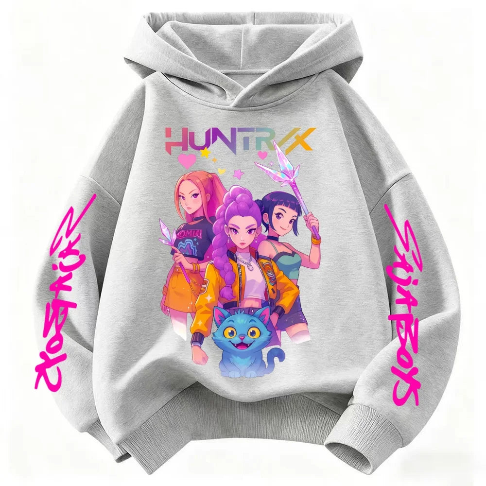 KPOP Demon Hunters Rumi Mira Zoey Hoodie Jumper Hooded Sweatshirt Clothes Huntrix